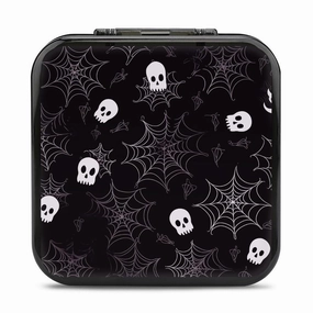 QMNBTES Halloween Goth Switch Game Case Switch Game Holder Cartridge Case Storage 24 Games & 2 Micro Sd Card Slots, Travel Carry Cases, Portable Games Card Storage, Hard Shell, Buckle Closure