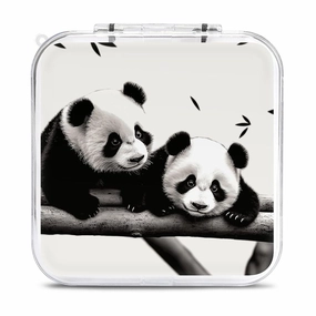 QMNBTES Pandas Switch Game Case Switch Game Holder Cartridge Case Storage 12 Games & 2 Micro Sd Card Slots, Travel Carry Cases, Portable Games Card Storage, Hard Shell, Buckle Closure