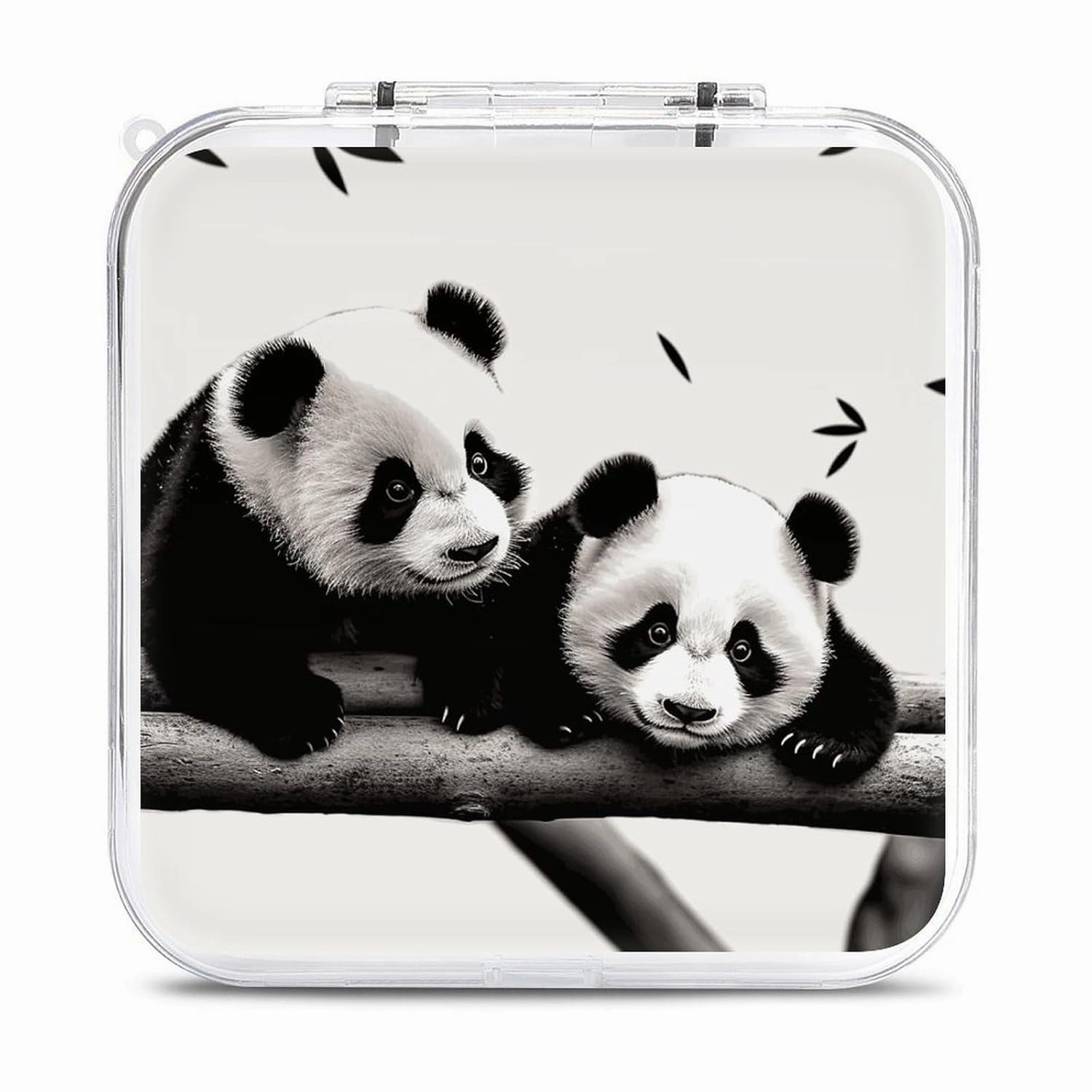 QMNBTES Pandas Switch Game Case Switch Game Holder Cartridge Case Storage 12 Games & 2 Micro Sd Card Slots, Travel Carry Cases, Portable Games Card Storage, Hard Shell, Buckle Closure