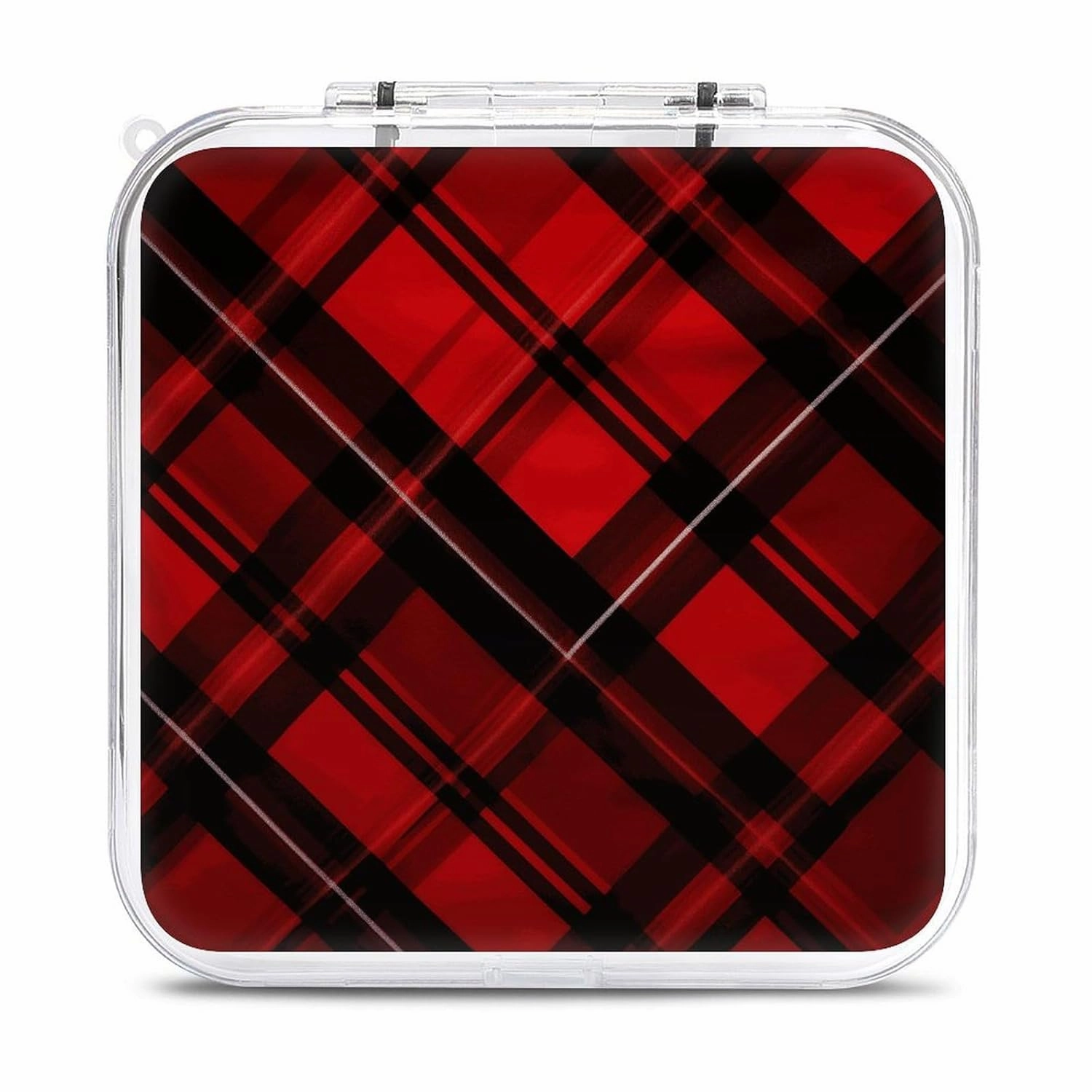 QMNBTES Red And Black Plaid Switch Game Case Switch Game Holder Cartridge Case Storage 12 Games & 2 Micro Sd Card Slots, Travel Carry Cases, Portable Games Card Storage, Hard Shell, Buckle Closure