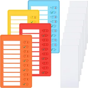 Queekay 4 Pcs Blank Chore Chart Kids Chore Chart, Plastic Checklist Board with 8 Detachable Cardstock to Do List for Home Routine Planning (Red, Orange, Blue, Yellow)