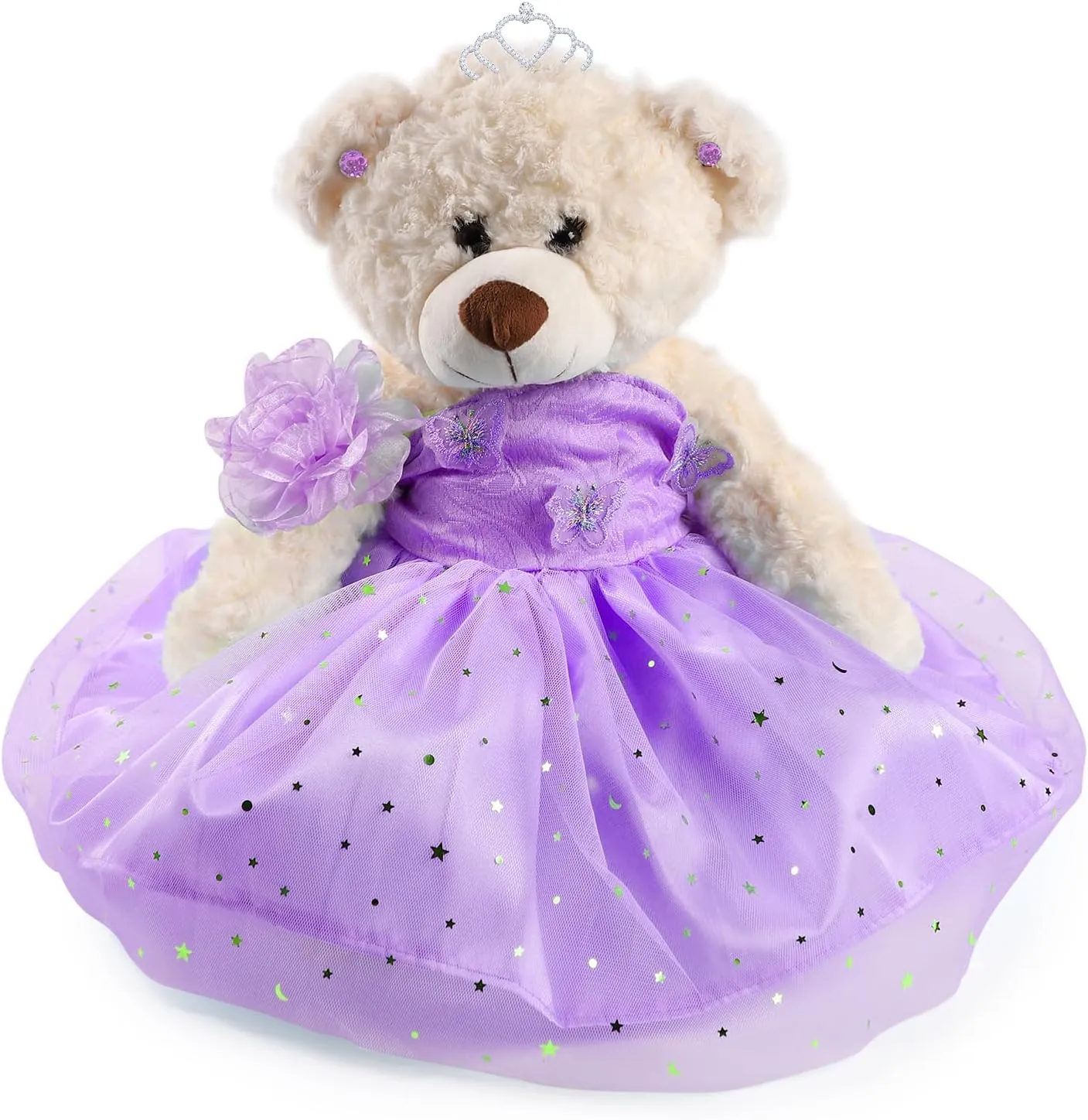 Quinceanera Doll Quince Teddy Bear with Dress,Quinceanera Decorations for Girls Gifts,OSO De Peluche para 15 Años Con Vestido,Centro De Mesa Muñecas para 15 Años Quinceañeras-Lavender