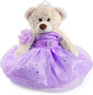 Quinceanera Doll Quince Teddy Bear with Dress,Quinceanera Decorations for Girls Gifts,OSO De Peluche para 15 Años Con Vestido,Centro De Mesa Muñecas para 15 Años Quinceañeras-Lavender