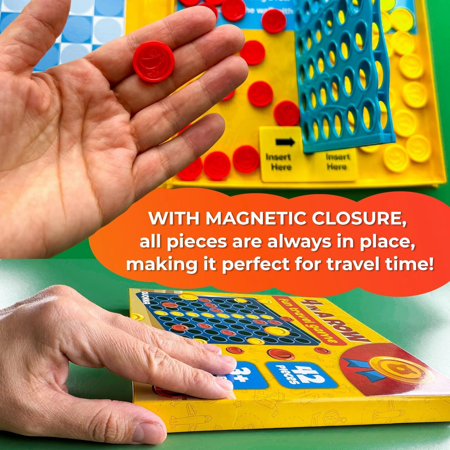 QUOKKA Magnet Game for Kids 3-5 - 4 in a Row Game Kids Ages 4-8 - Travel I Road Trip I Plane I Car Ride - Magnetic Toddler Travel Toys