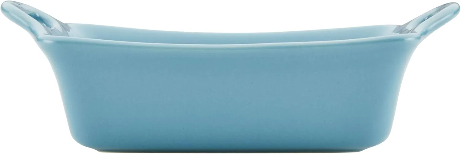 Rachael Ray Ceramics Au Gratin Set, Rectangular, Two 12-ounce, Agave Blue
