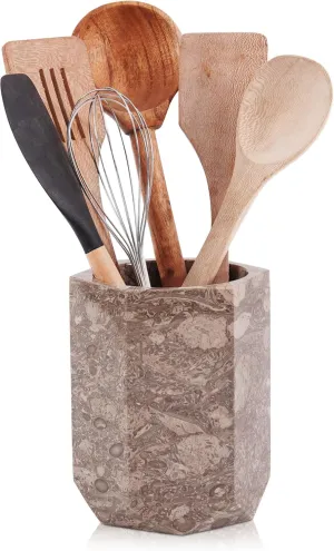 Radicaln Marble Utensil Holder 6.5" Inches Oceanic Handmade Cooking Utensil Holder For Kitchen Counter, Ideal Utensils Holder & Kitchen Utensils Holder For Countertop