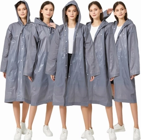 Rain Ponchos for Adults Women Men (2-5 Pack), Reusable EVA Raincoats Jackets with Hood Portable Waterproof Rain Gear