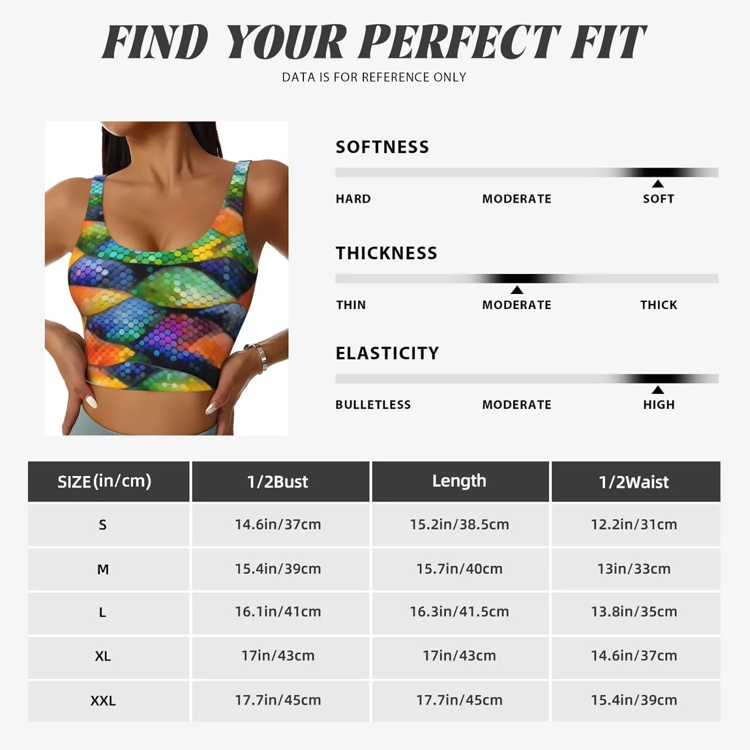 Rainbow Fish Scale Women's U-Shaped Sports Bra, Padded Round Neck Sports Short Tank Top