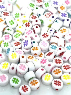 Rainbow Hashtag Beads, Alphabet Beads, Black and White Letter Beads, 7mm Beads, Fun Beads, DIY Beads, Name Beads, Word Beads, Colorful Beads