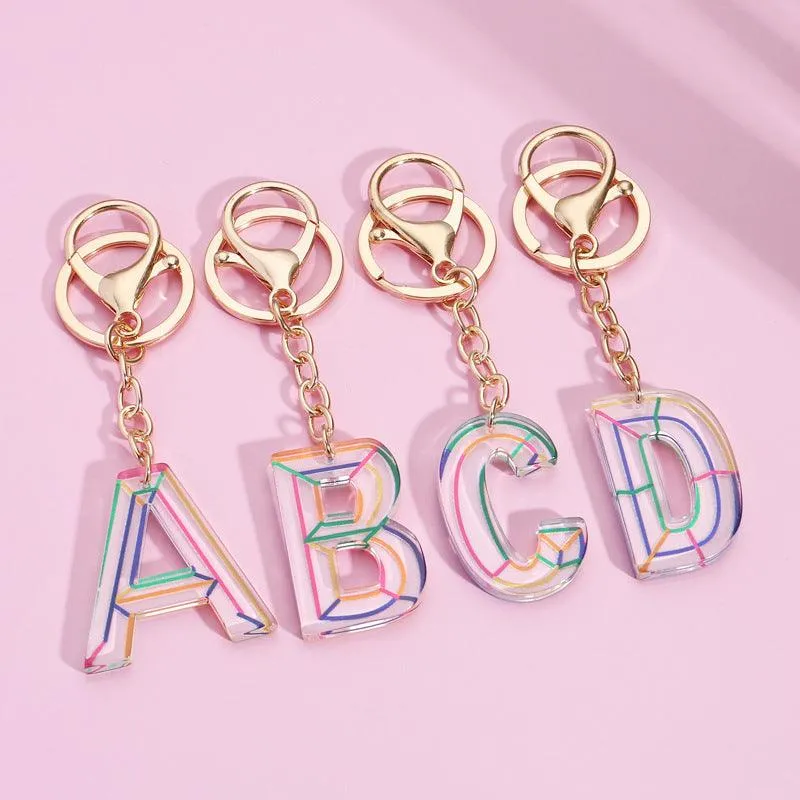 Rainbow Letter Keychain