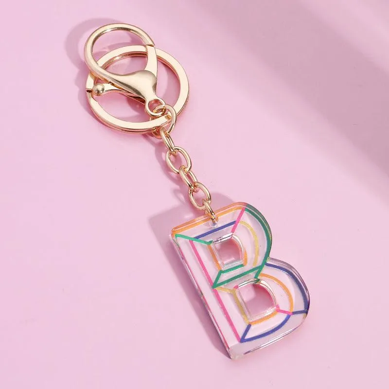 Rainbow Letter Keychain