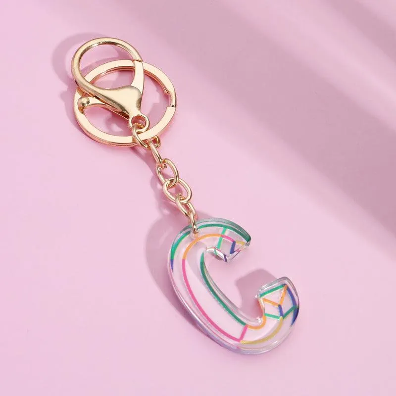 Rainbow Letter Keychain