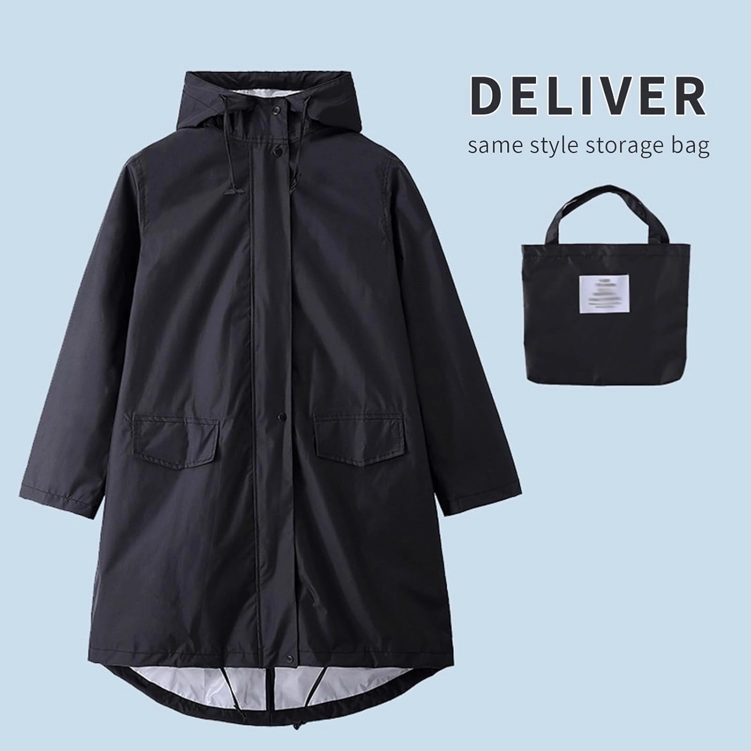 Raincoat, Long Breathable Raincoat Waterproof Hiking Rain Jacket for Women Men