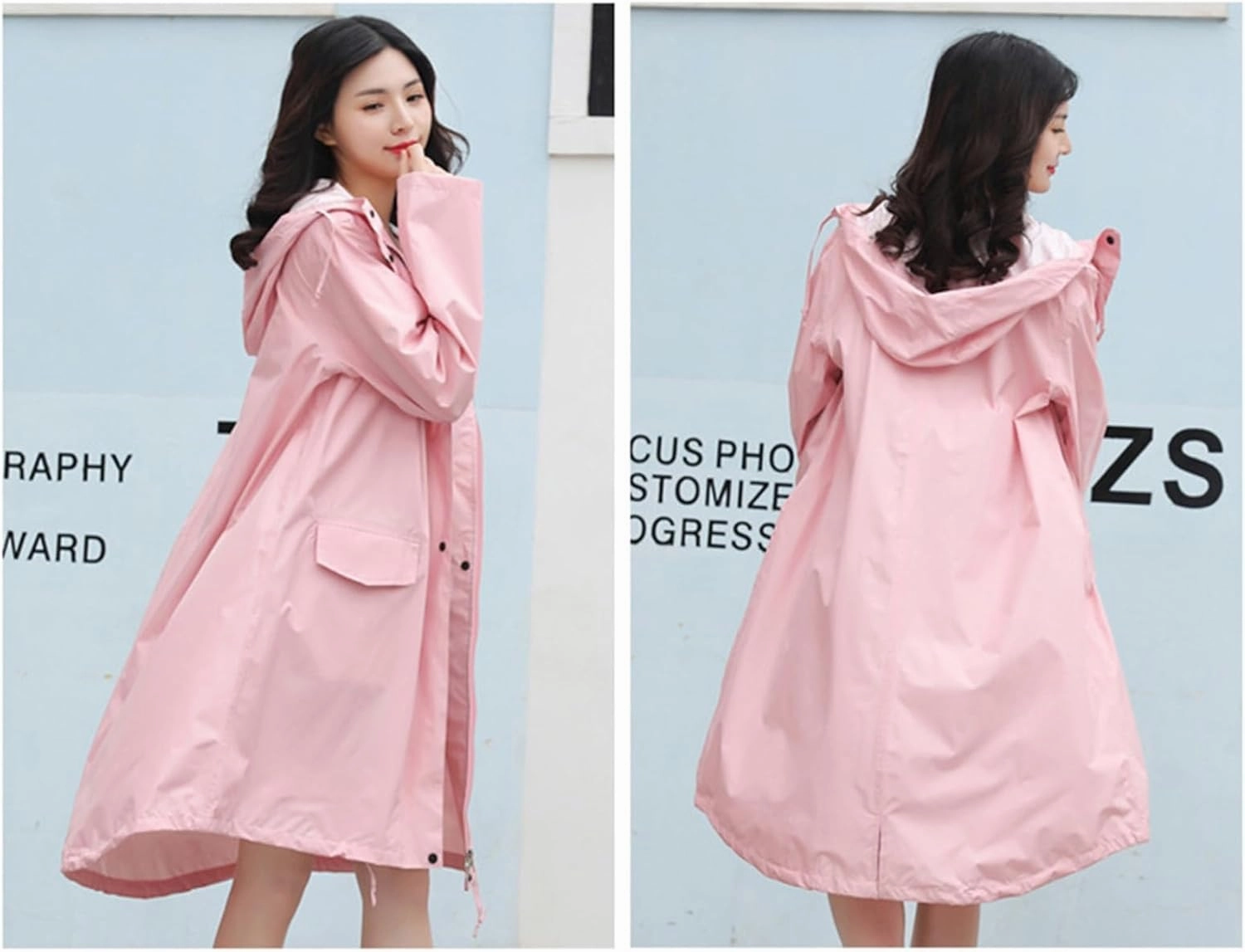 Raincoat, Long Breathable Raincoat Waterproof Hiking Rain Jacket for Women Men