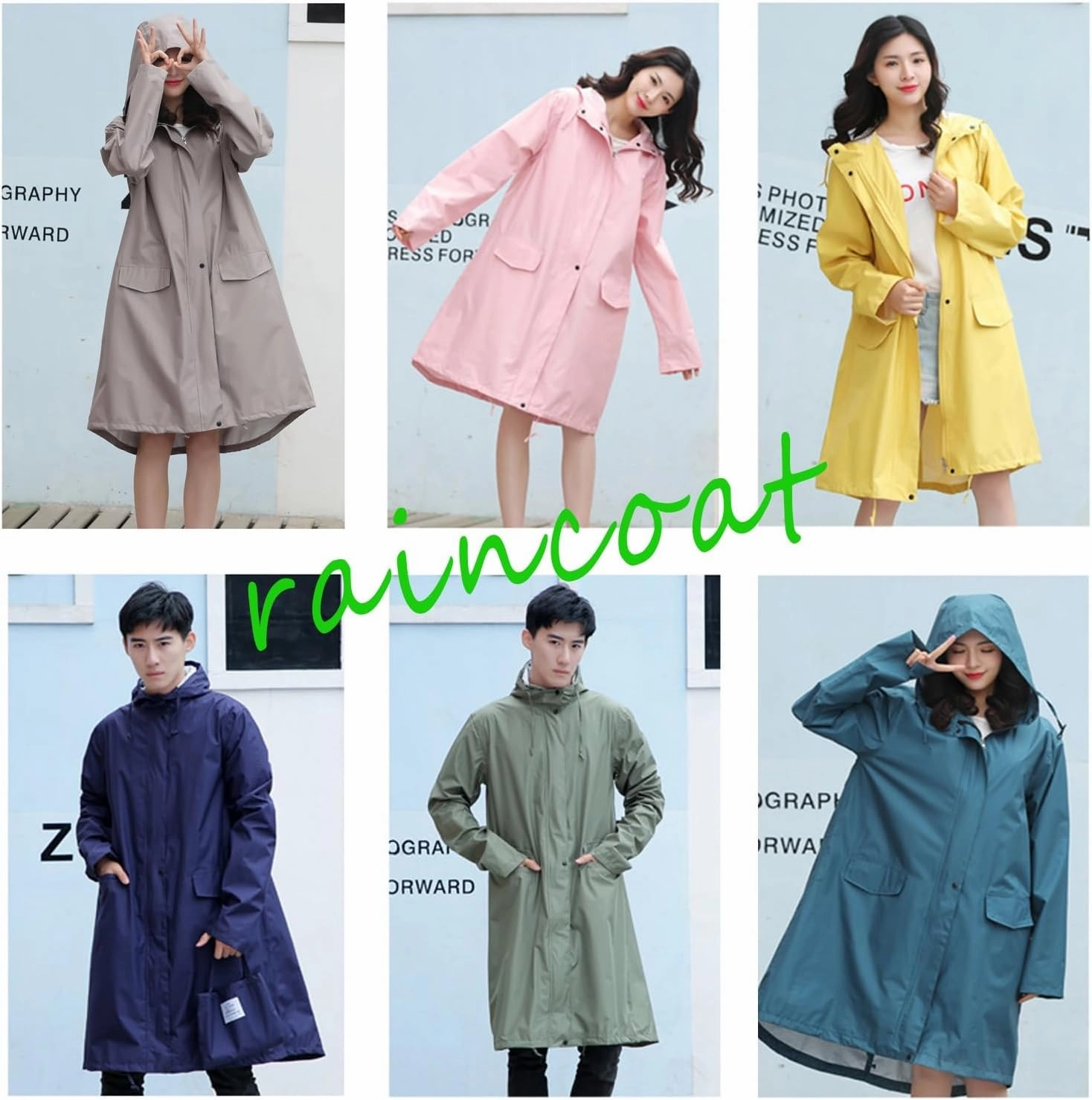 Raincoat, Long Breathable Raincoat Waterproof Hiking Rain Jacket for Women Men