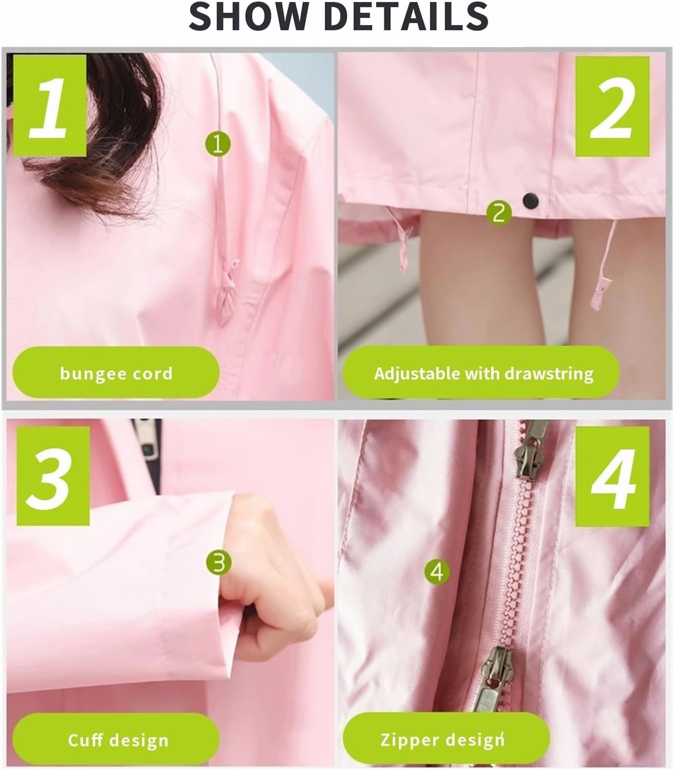 Raincoat, Long Breathable Raincoat Waterproof Hiking Rain Jacket for Women Men