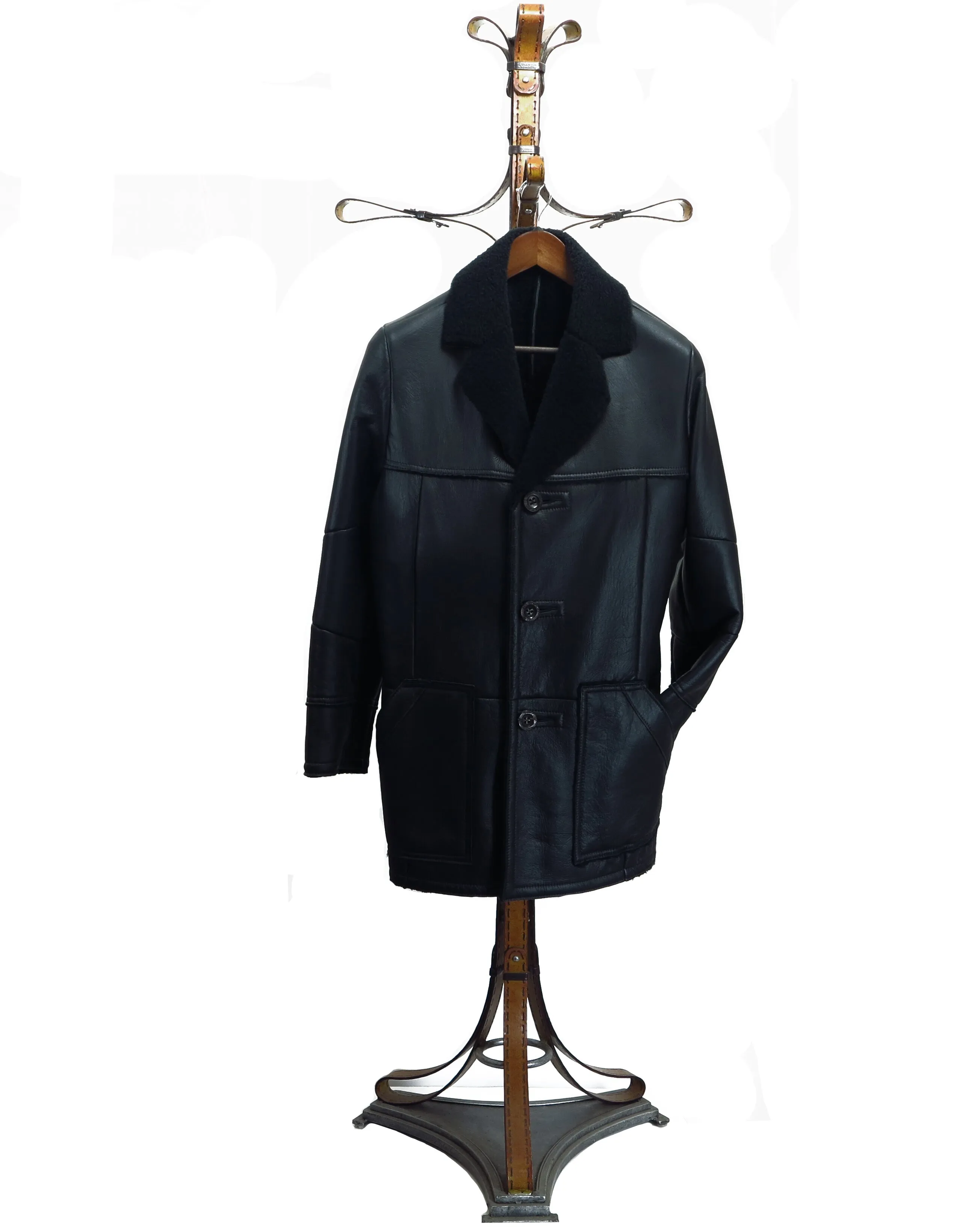 RANFURLY. S3641- Nu-Buck Baby Lamb 3/4 Coat (Genuine Natural matching Ironed Wool Interior)