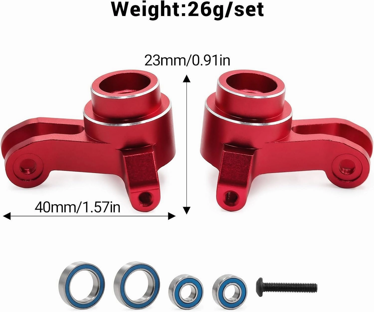 RC Aluminum Alloy Front Steering Cup Parts for Traxxas Mini Maxx Monster Truck-107154-1 RC Car (Red)