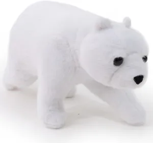 Realistic Polar Bear Stuffed Animal – Lifelike Walking Pose Plush Toy – 15.5 x 8.5 Inch White Arctic Animal – Soft Decorative Bear Gift for Kids and Wildlife Lovers
