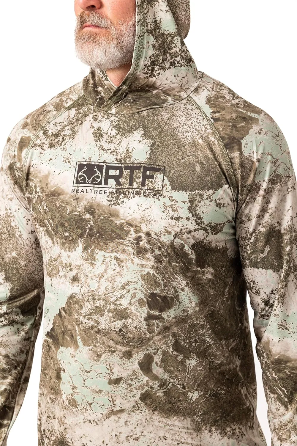 Realtree Men's Camo Sun Hooded Shirts, Lightweight, Breathable for Fishing, Hiking and Outdoors