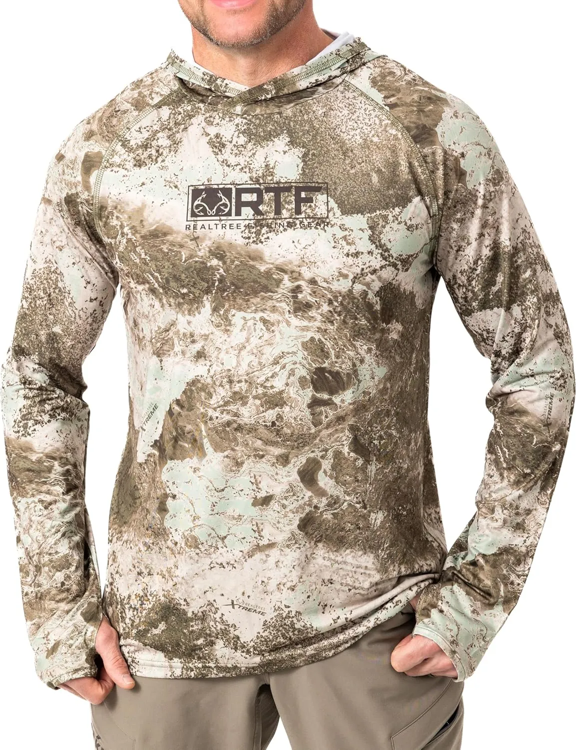 Realtree Men's Camo Sun Hooded Shirts, Lightweight, Breathable for Fishing, Hiking and Outdoors