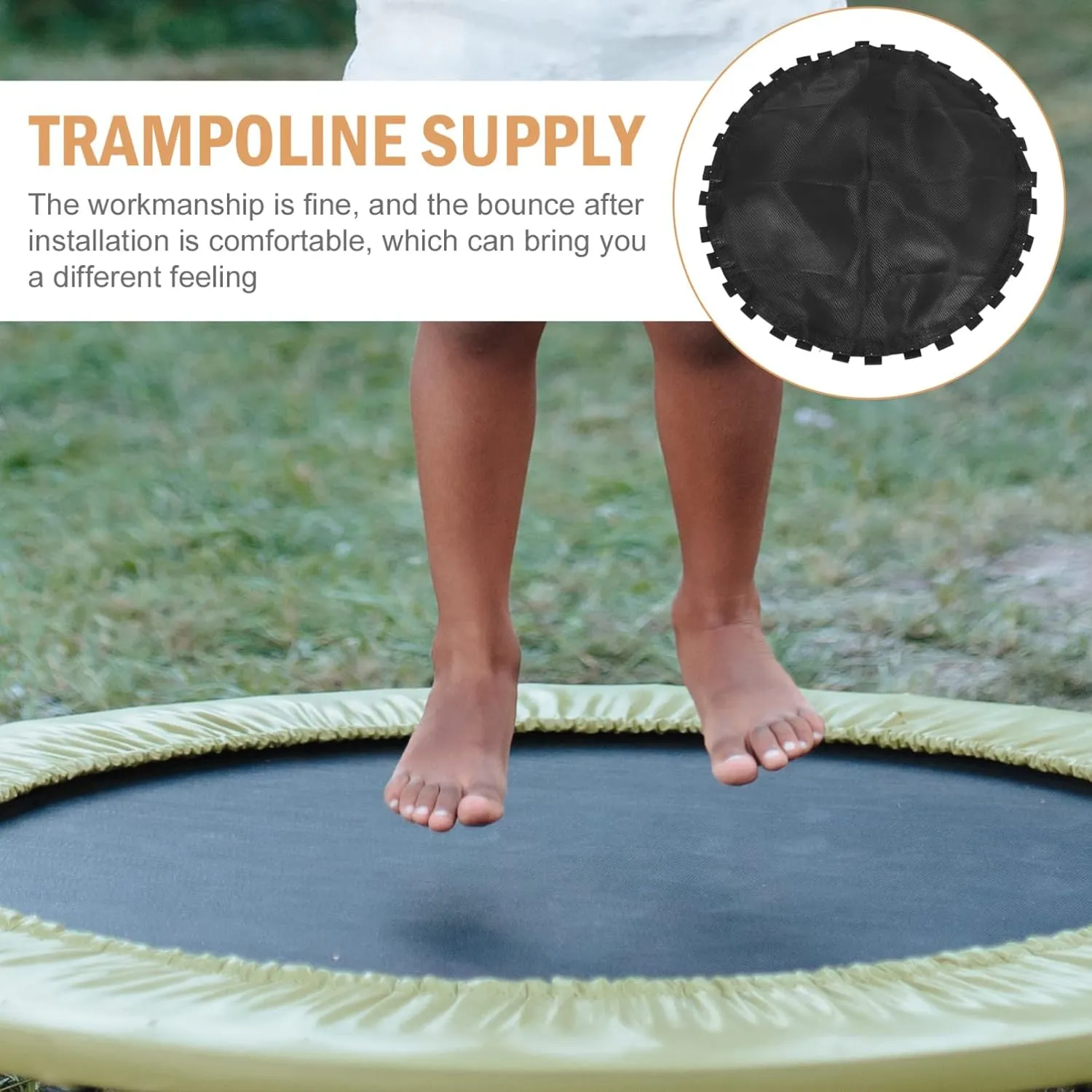 Replacement Jumping Mat Round Trampoline Frame for 6ft/ 8ft/ 10ft/ 12ft/ 13ft/ 14ft/ 15ft/ 16ft Suitable for Round Trampolines Black 75X75X0. 2CM