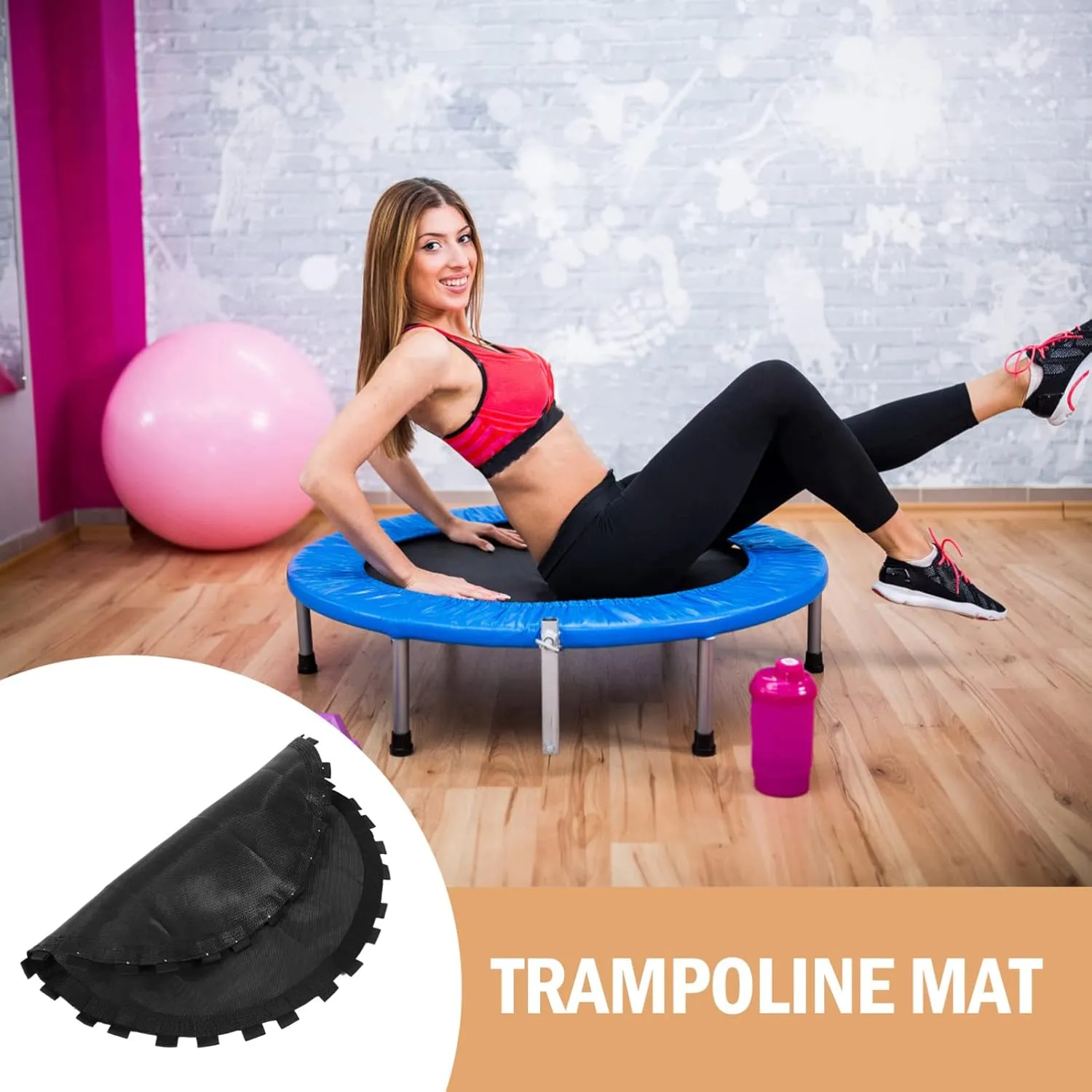 Replacement Jumping Mat Round Trampoline Frame for 6ft/ 8ft/ 10ft/ 12ft/ 13ft/ 14ft/ 15ft/ 16ft Suitable for Round Trampolines Black 75X75X0. 2CM