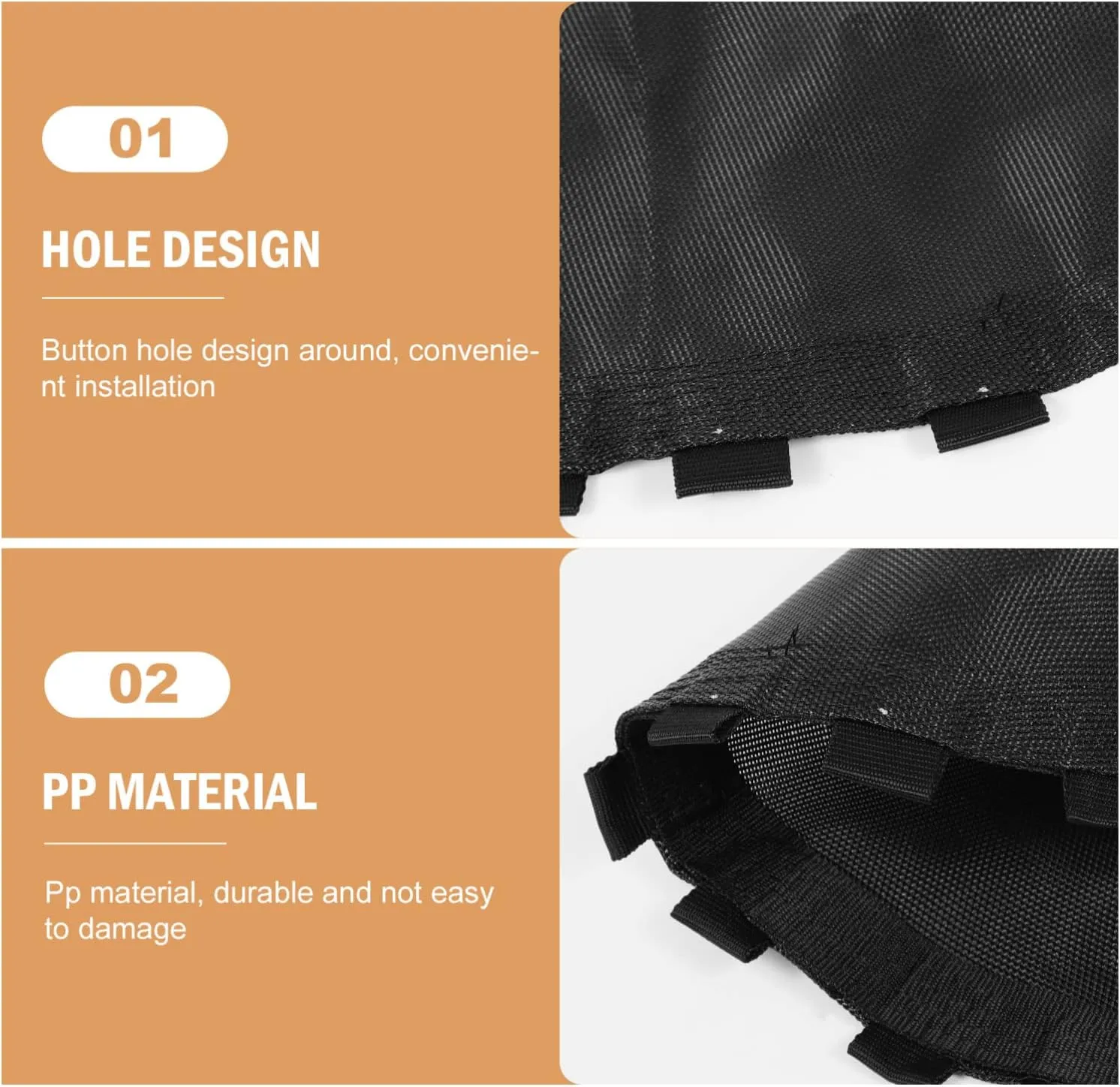Replacement Jumping Mat Round Trampoline Frame for 6ft/ 8ft/ 10ft/ 12ft/ 13ft/ 14ft/ 15ft/ 16ft Suitable for Round Trampolines Black 75X75X0. 2CM