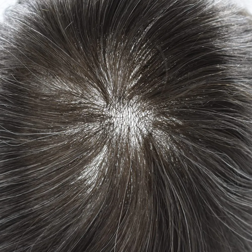 RESHE Mens Hair System Ultra Thin Skin Toupee For Men Transparent Super Thin Poly V-Looped Hair Piece For Men Toupee Protesis Capilar Para Hombre8x10#1B10#1B OFF BLACK 10% GREY 90% Light density