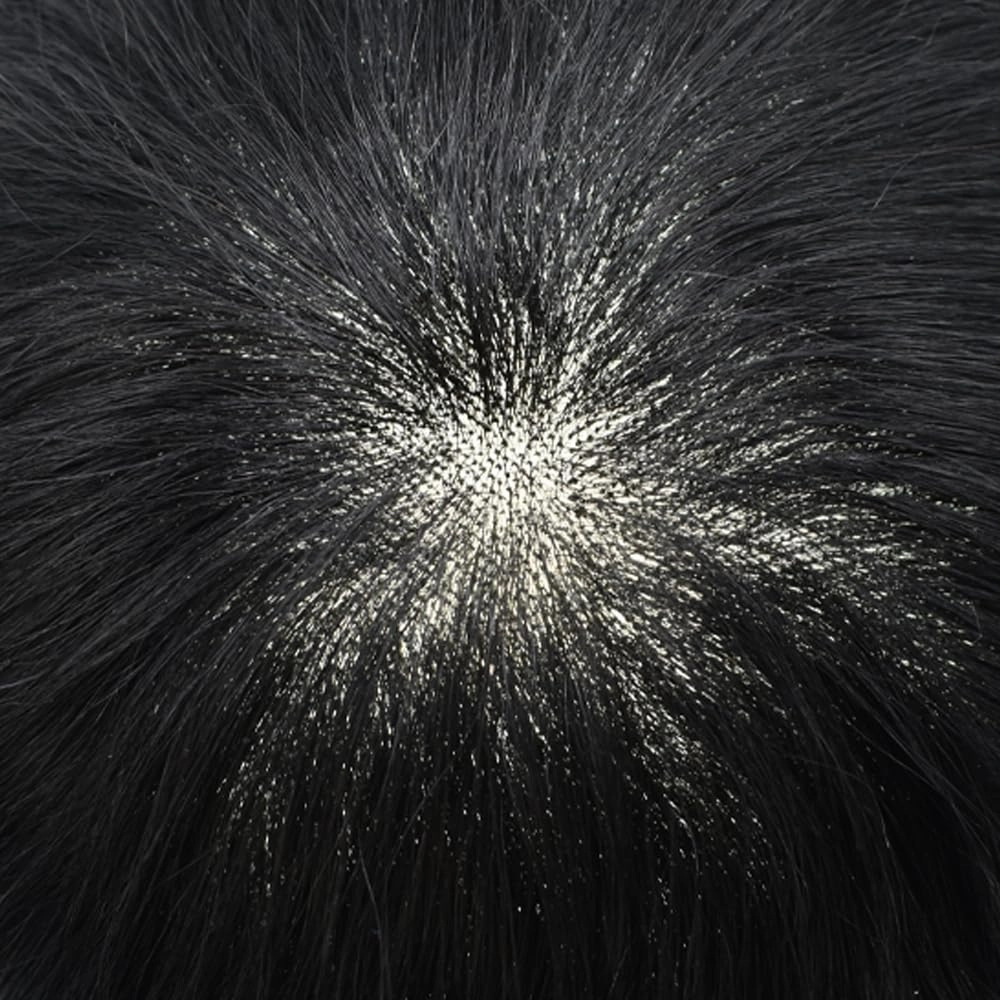 RESHE Mens Hair System French Lace Front Hair Pieces For Men Toupee For Men Real Human Hair Replacement System Slight Wavy Hand Tied Men's Hairpiece 7"X9"-90% Light density #2