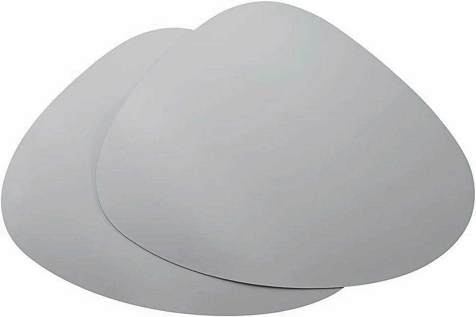 Restaurantware 16 Inch Table Placemats 6 Egg-Shaped Vinyl Placemats - Embossed Stain-Resistant Gray Vinyl Placemats For Tables Leather-Like Feel Protects Surfaces