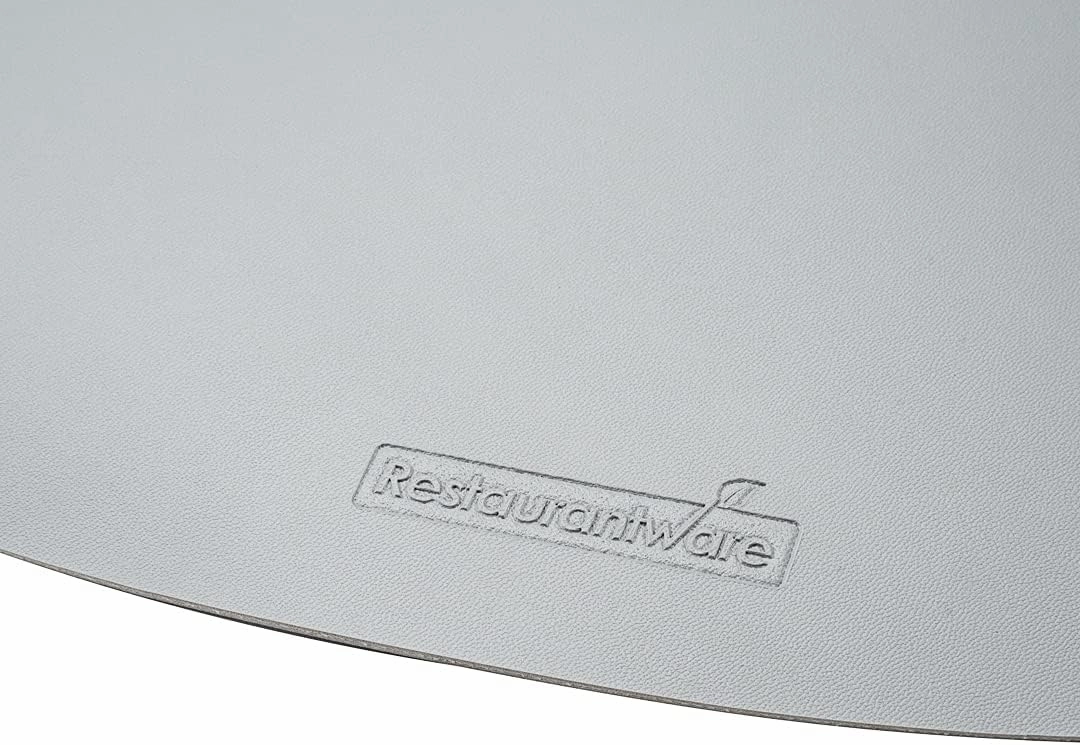 Restaurantware 16 Inch Table Placemats 6 Egg-Shaped Vinyl Placemats - Embossed Stain-Resistant Gray Vinyl Placemats For Tables Leather-Like Feel Protects Surfaces