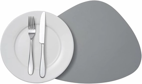 Restaurantware 16 Inch Table Placemats 6 Egg-Shaped Vinyl Placemats - Embossed Stain-Resistant Gray Vinyl Placemats For Tables Leather-Like Feel Protects Surfaces