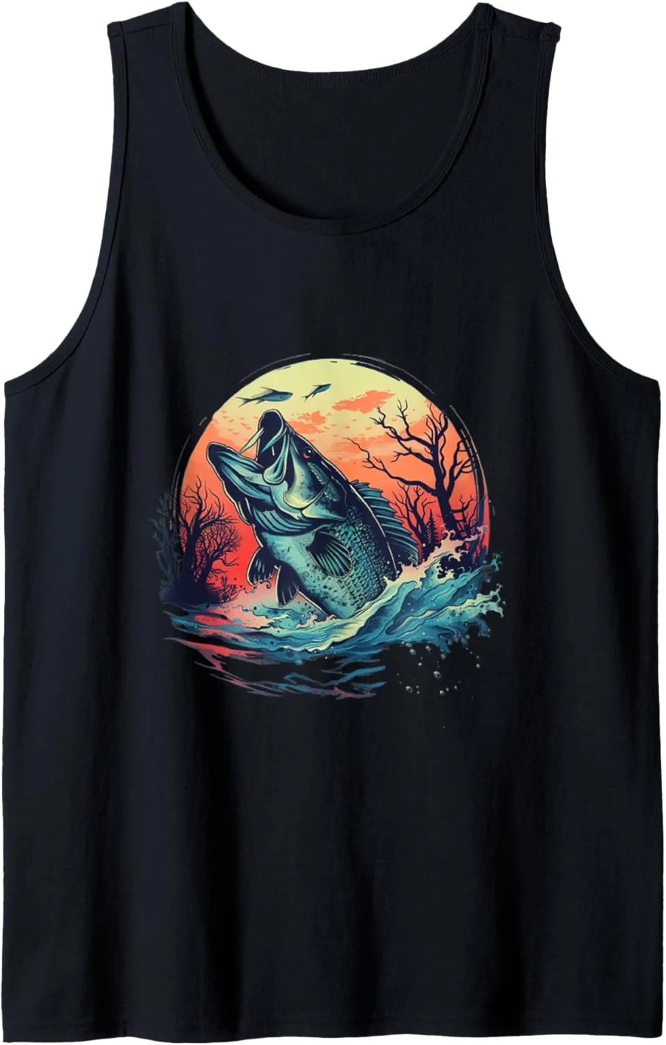 Retro bass fisherman fishing for bass whisperer Tank Top
