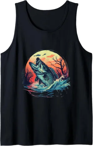 Retro bass fisherman fishing for bass whisperer Tank Top