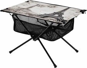 Retro Eiffel Tower Portable Folding Camping Table, Compact Lightweight Beach Table with Carrying Bag for Outdoor Picnics, BBQs, Camp