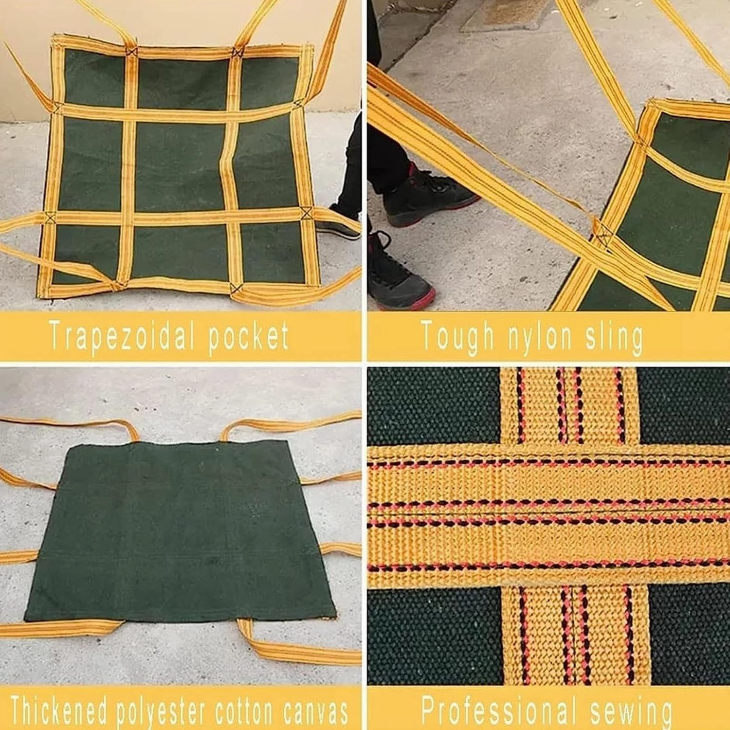Reusable Cargo Lifting Pad Net, Cargo Lifting Bag, Heavy Duty Tear Resistance Safety Lifting Mat Straps, with Reinforced Handles Reusable Lifting Net Straps, for Industrial Dock Handling Tools(150X150