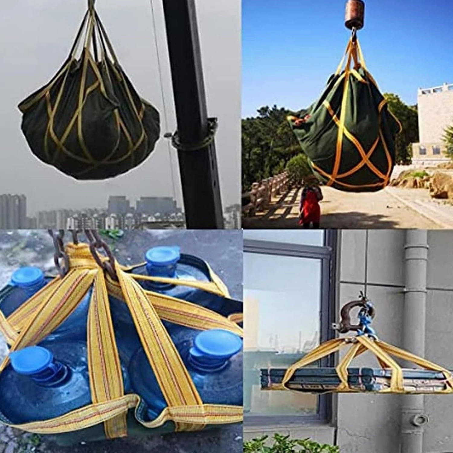 Reusable Cargo Lifting Pad Net, Cargo Lifting Bag, Heavy Duty Tear Resistance Safety Lifting Mat Straps, with Reinforced Handles Reusable Lifting Net Straps, for Industrial Dock Handling Tools(150X150