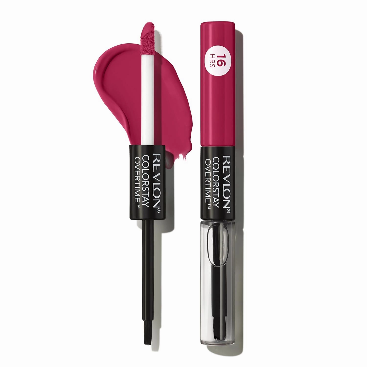 REVLON Liquid Lipstick with Clear Lip Gloss, ColorStay Overtime Lipcolor, Dual Ended with Vitamin E, 010 Non-Stop Cherry, 0.07 Fl Oz (Pack of 2)