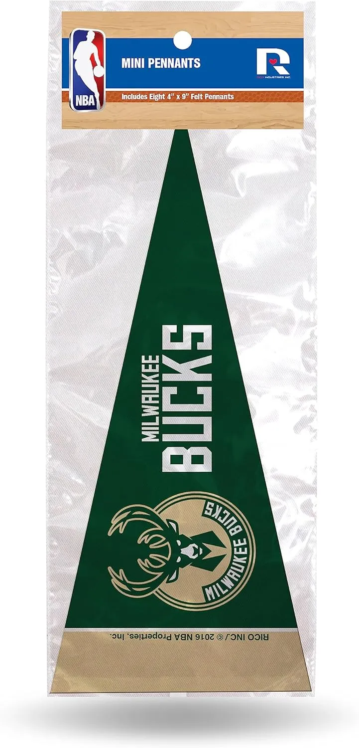 Rico Industries NBA Mini Pennant Set 4" x 9" Felt Mini Pennant Team Set (Includes 8 Pieces)