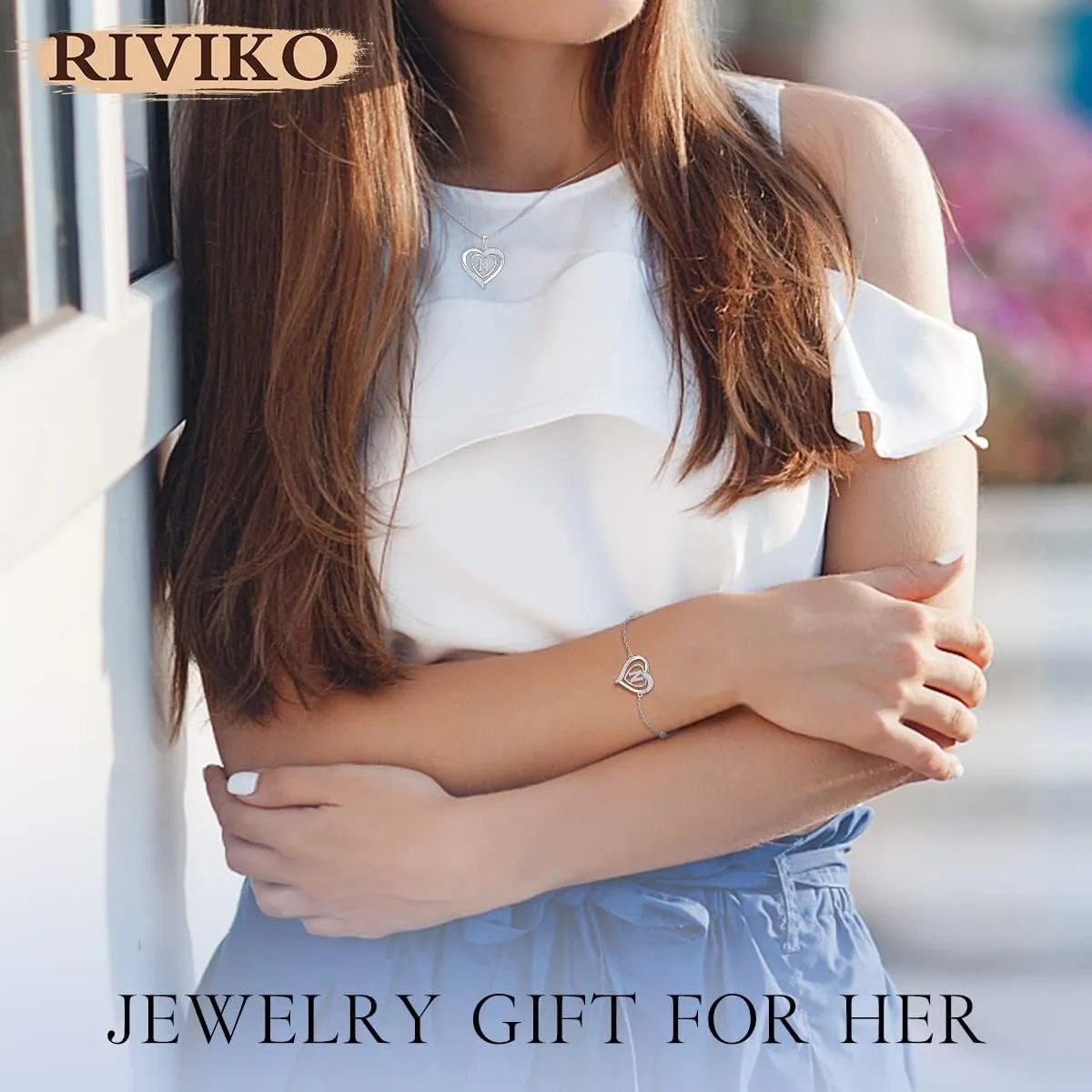 RIVIKO Heart Initial Bracelets for Women,925 Sterling Silver Letter Bracelets, Personalized Charm Alphabet Jewelry Valentines Christmas Mother’s Day Birthday Gifts for Women Friend Her Mom Wife Lady