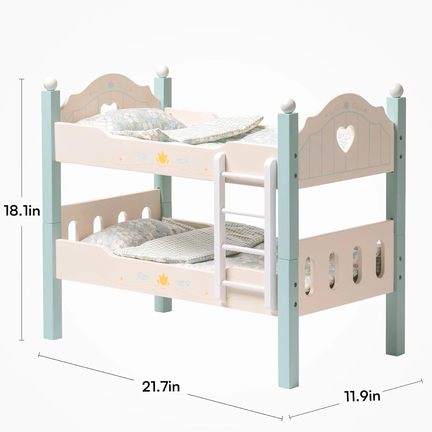 ROBOTIME Baby Doll Bunk Beds, Wooden Doll Cribs for 18 inch Dolls Furniture, Stackable Doll Bed Fits American Girl Doll (Blue, 2 Pcs Beds)