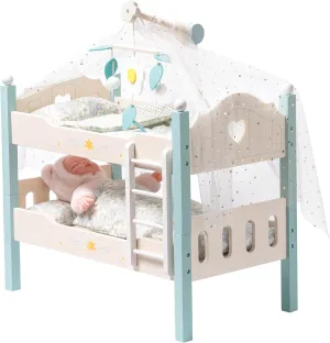ROBOTIME Baby Doll Bunk Beds, Wooden Doll Cribs for 18 inch Dolls Furniture, Stackable Doll Bed Fits American Girl Doll (Blue, 2 Pcs Beds)