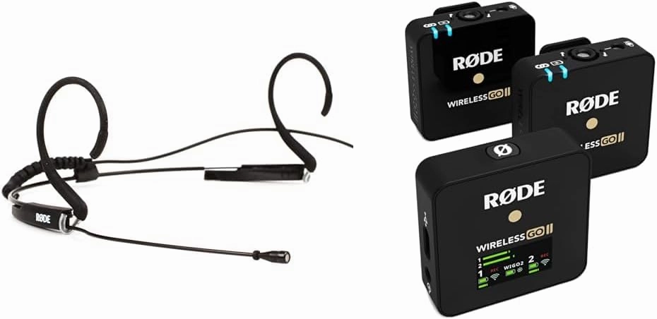 Rode HS2 Headset Microphone and RØDE Wireless Go II Dual Channel Wireless Microphone System
