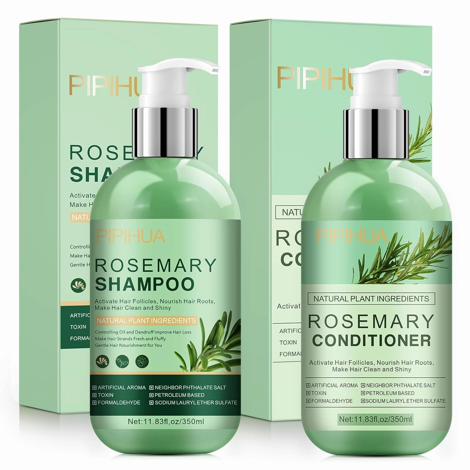 Rosemary Hair Growth Shampoo & Conditioner Set: Infused with Tea Tree Oil Mint Biotin - Cleanses and Helps Strengthen Weak and Brittle Hair - Promotes Hair Growth & Scalp Health for Men Women