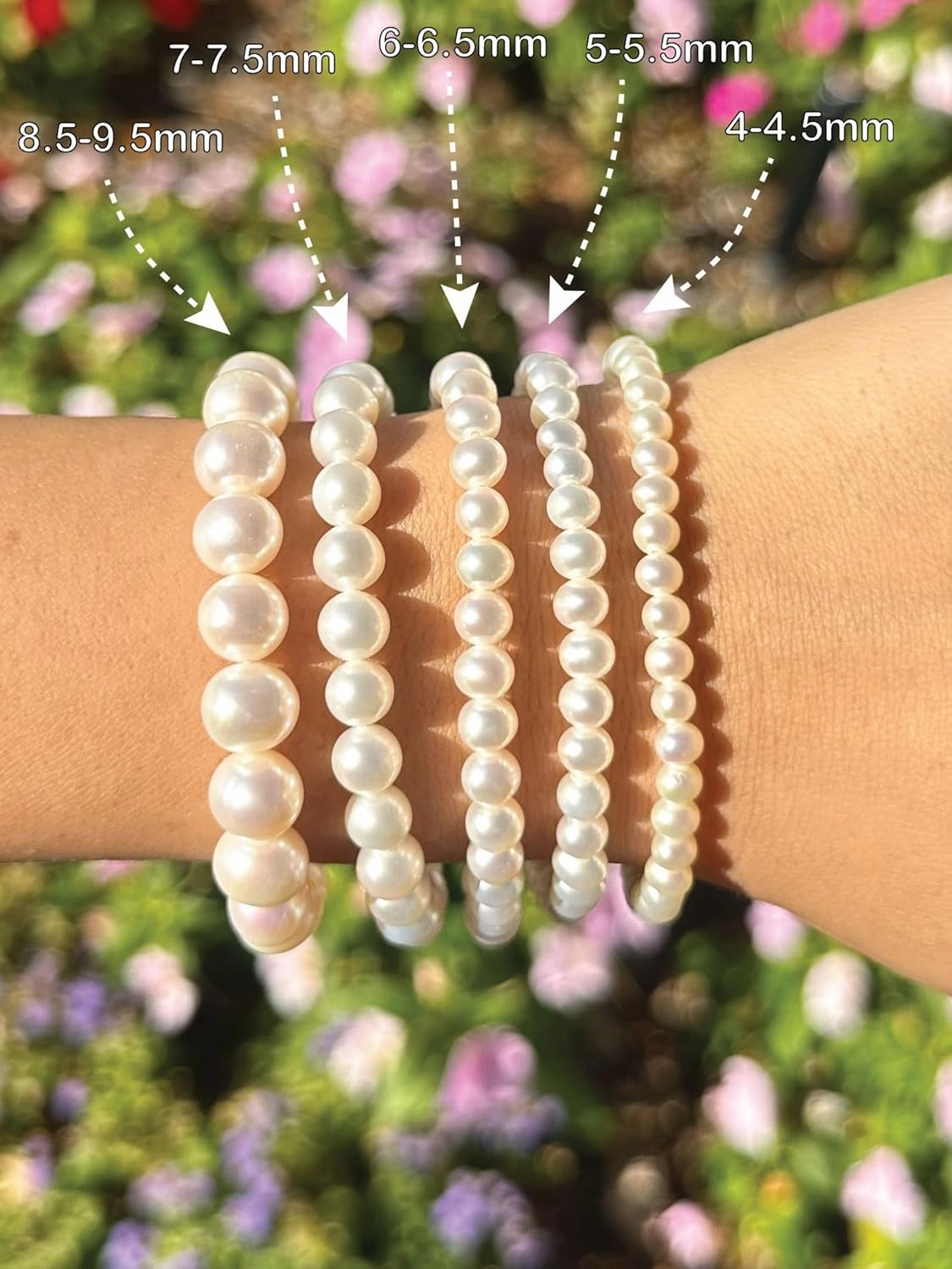 Round Freshwater Cultured Pearl Bride & Bridesmaid 8" Stretch Strand Bracelet - Choice of Pearl Size and Color
