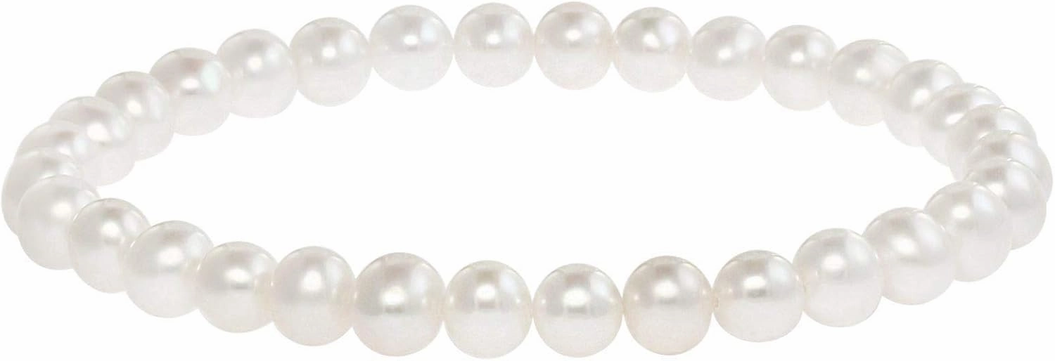 Round Freshwater Cultured Pearl Bride & Bridesmaid 8" Stretch Strand Bracelet - Choice of Pearl Size and Color