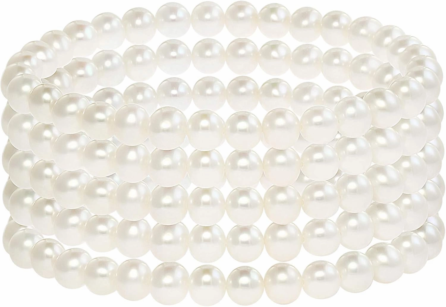 Round Freshwater Cultured Pearl Bride & Bridesmaid 8" Stretch Strand Bracelet - Choice of Pearl Size and Color