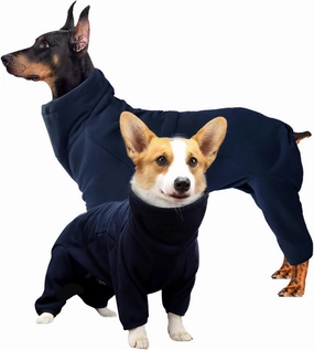 ROZKITCH Dog Winter Coat Soft Fleece Pullover Pajamas, Pet Windproof Warm Cold Weather Jacket Vest Cozy Jumpsuit Apparel Outfit Clothes for Small Medium Large Dog Walking Hiking Sleep Blue 2XS