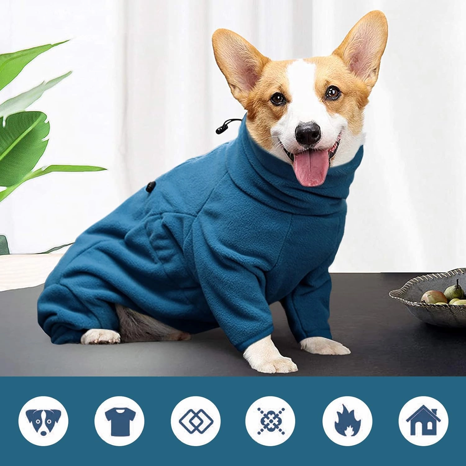ROZKITCH Dog Winter Coat Soft Fleece Pullover Pajamas, Pet Windproof Warm Cold Weather Jacket Vest Cozy Jumpsuit Apparel Outfit Clothes for Small Medium Large Dog Walking Sleep M
